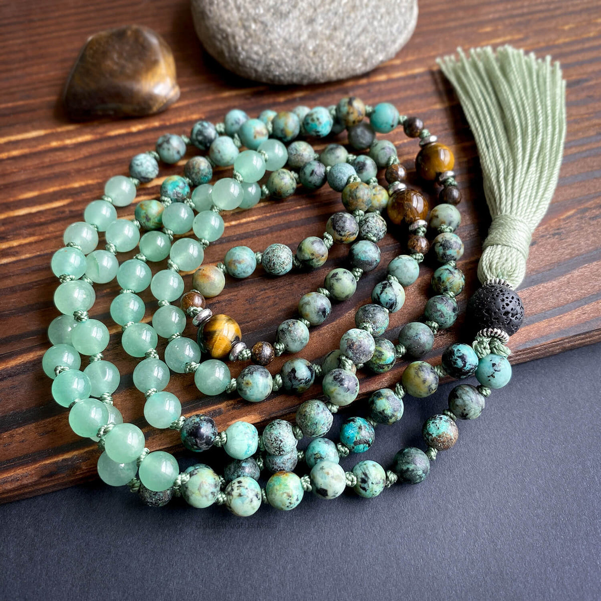 Blue African Pietersite Moonstone 108 popular Mala Orange Adventurine