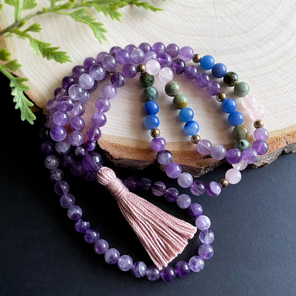 Cosmic Healer Mala Bracelet offers | Lavender Opal w/ Bronzite Marbled Quartz | Smoky Quartz | Unique Mala Beads | Purpose | Conscious Awareness