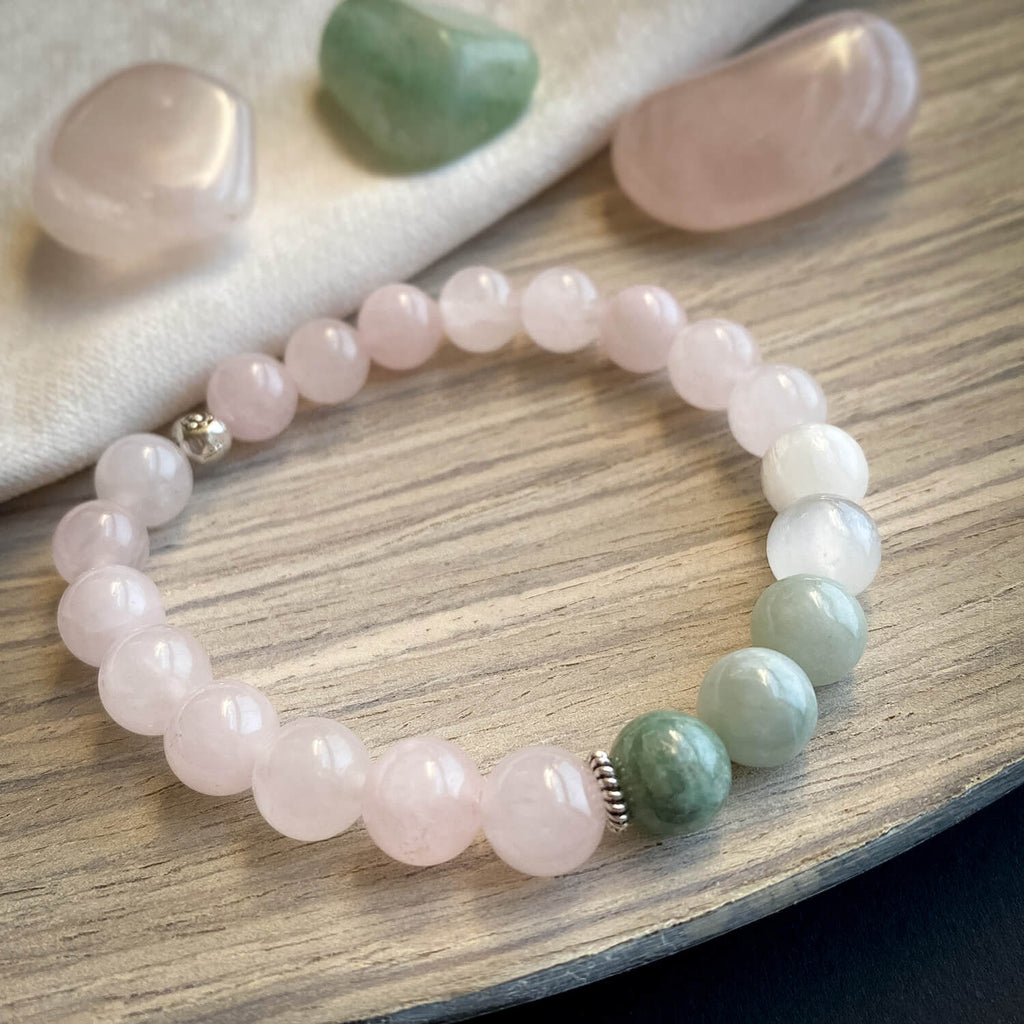 Clean Slate Mala Bracelet | shops High Vibrational Selenite | Pink Tourmaline | Rose Quartz | Crackle Quartz | Peacefulness | Energy Clearing