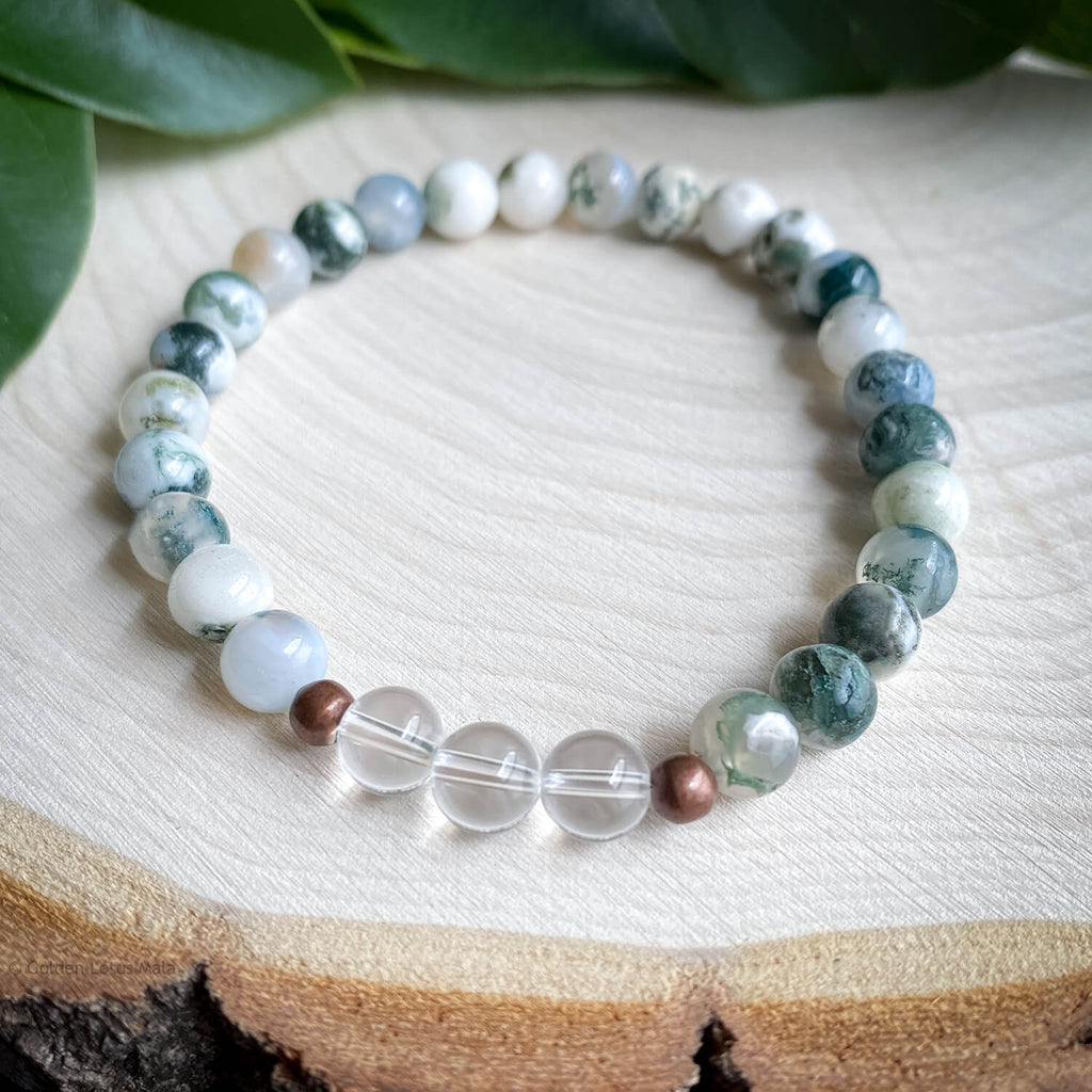 Unique on sale Natural Stone Bracelet, Tree Agate Stone Bracelet, Butterfly Jewelry, Natural Stone Bracelet