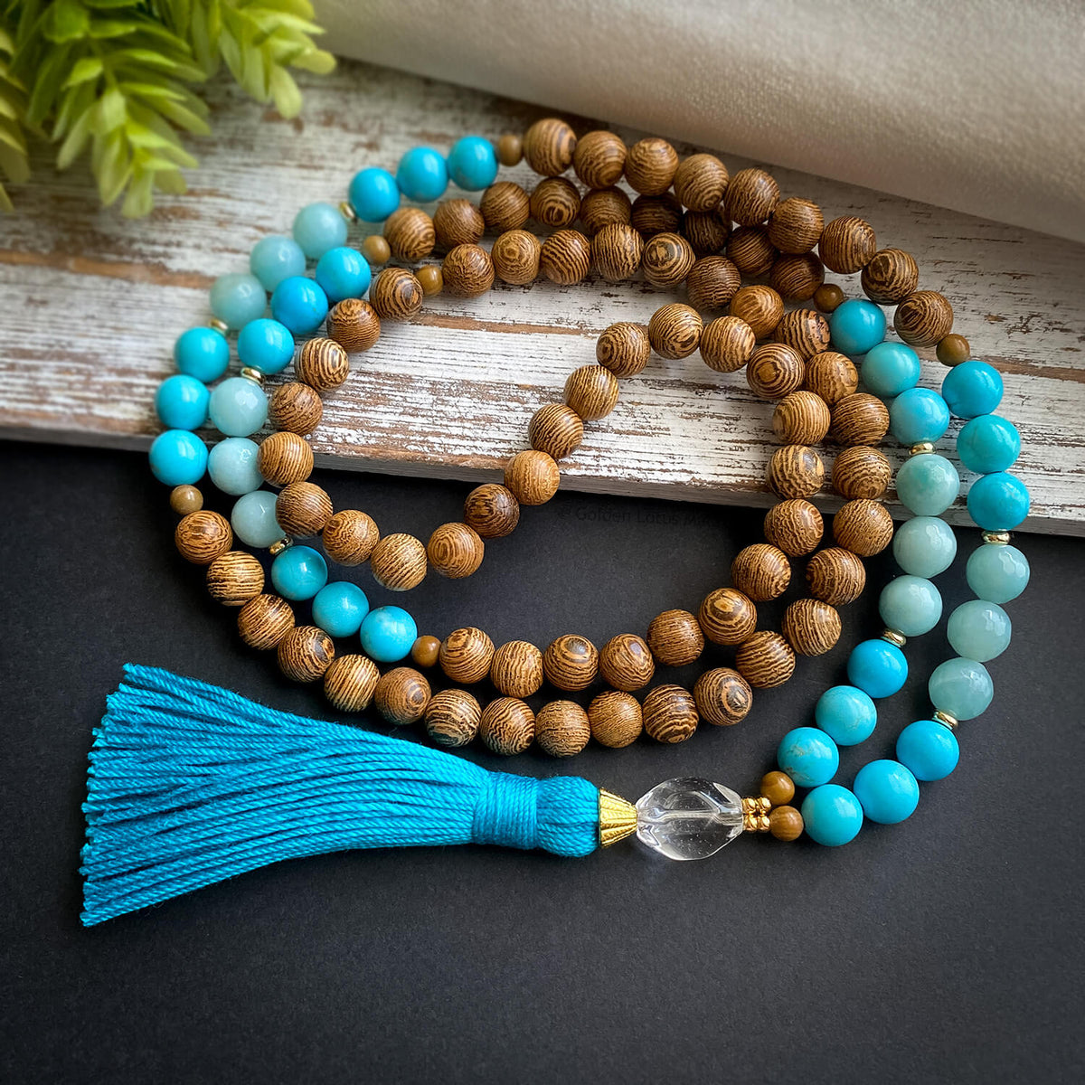 Throat online Chakra Mala Beads Bracelet Aquamarine Jewelry Birthstone Crystal zodiac Gemstone bracelet Larimar Turquoise Chrysocolla Amazonite