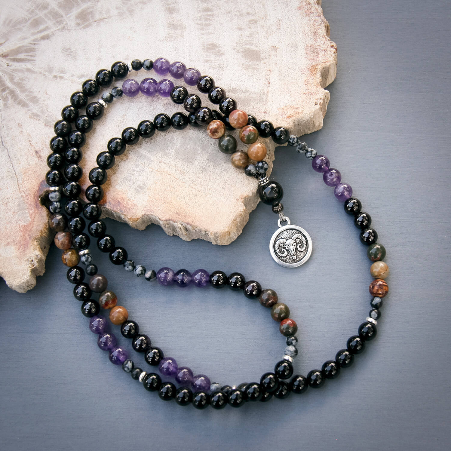 Aries Mala - Garnet, Amethyst, Jasper