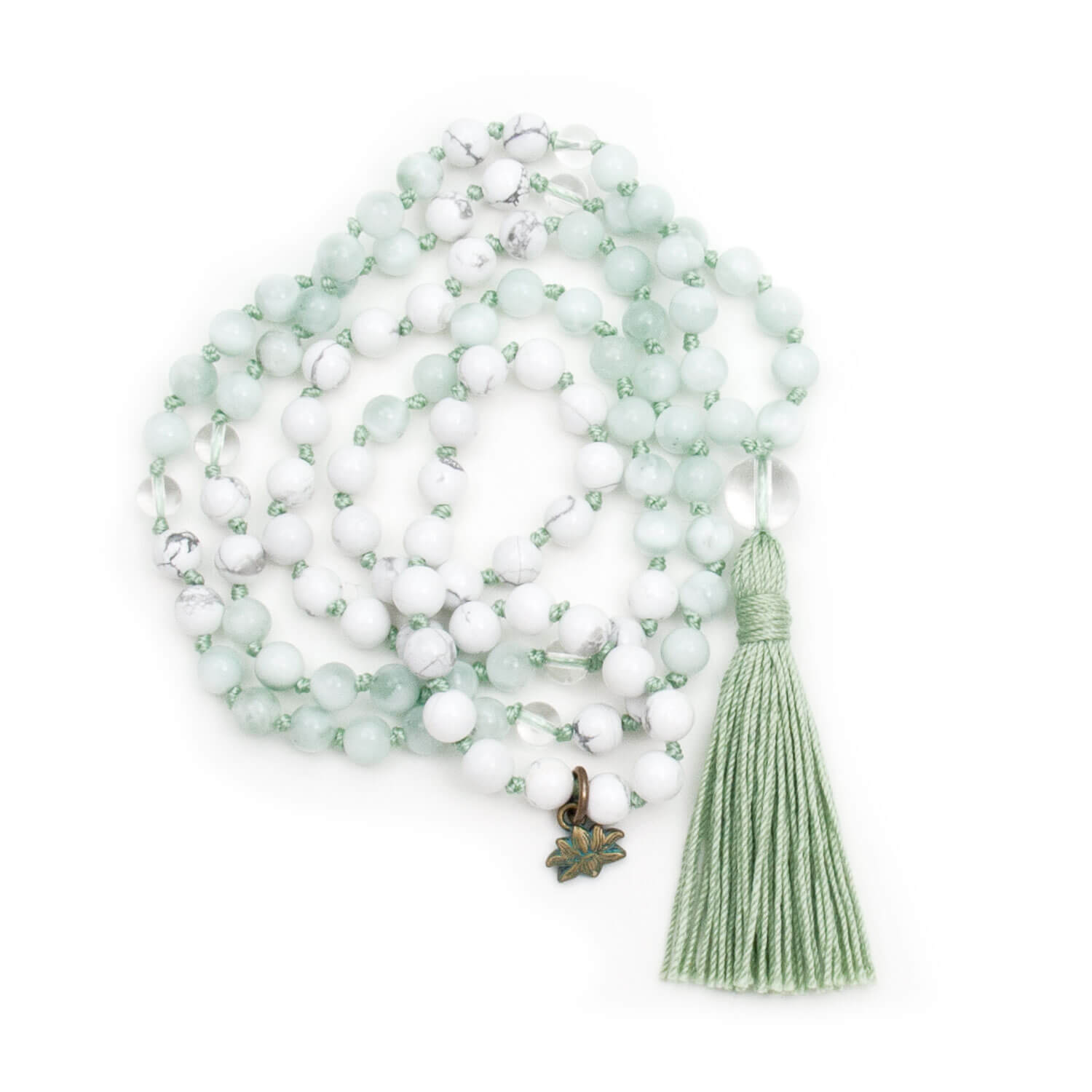 Radiate Serenity White Jade + Amethyst Mala Beads