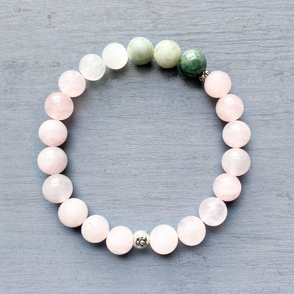 Rhodonite Bracelet-Natural Heart Gemstone sold Love Healing Inner Peace Bracelet