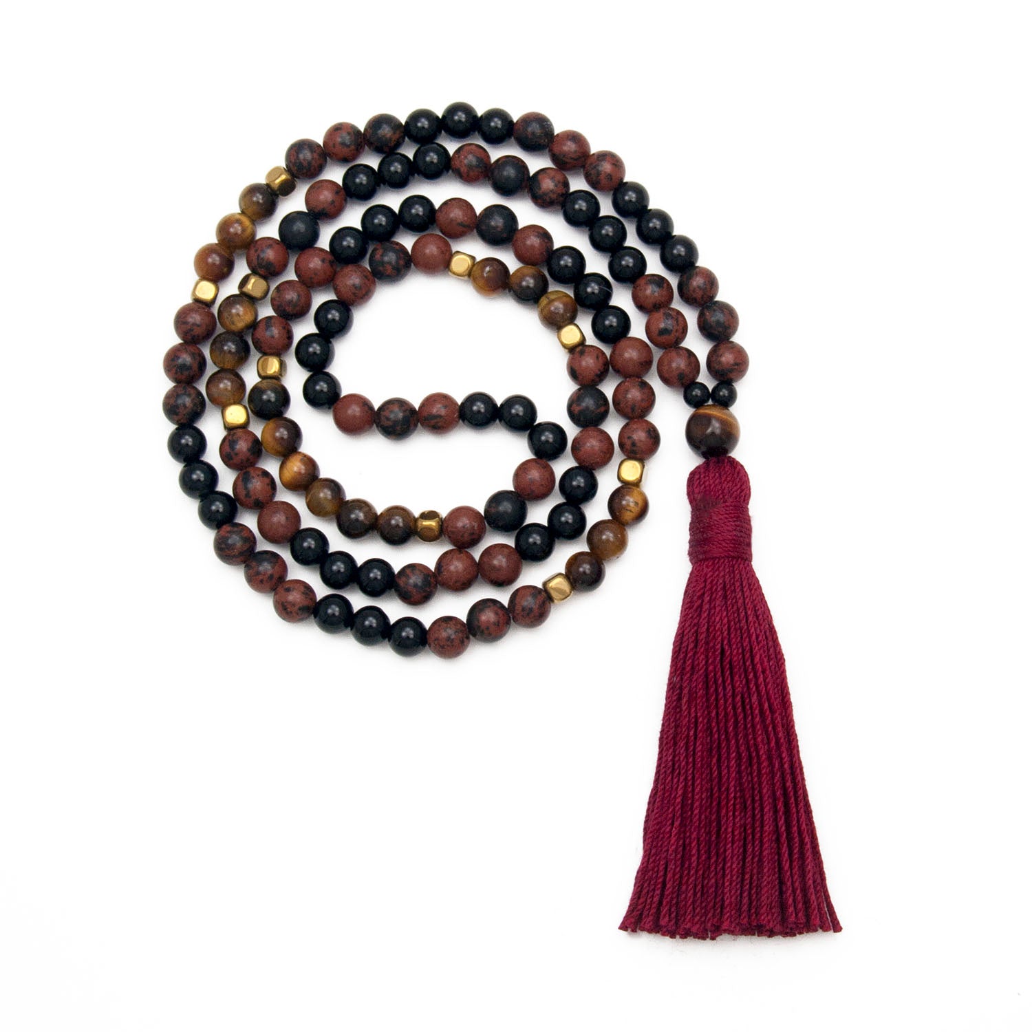 Mahogany Obsidian and Black Onyx Bracelet Malas – Japa Mala Beads